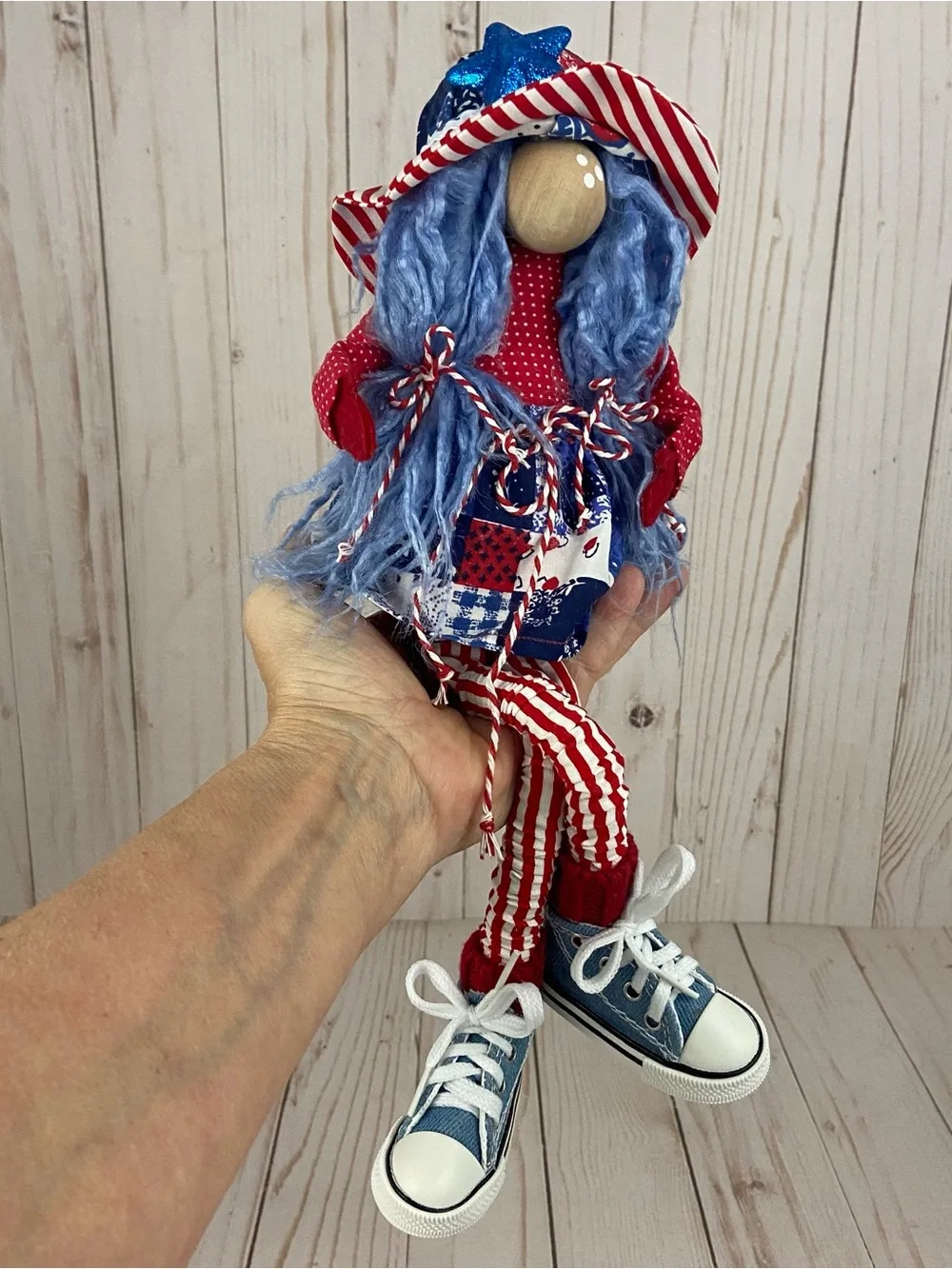 America 250 Patriotic Girl Gnome Handmade Americana Decor